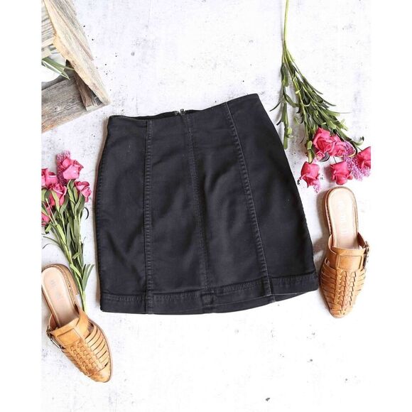 Free People Modern Femme Denim Mini Skirt in Black 0 - Picture 3 of 7